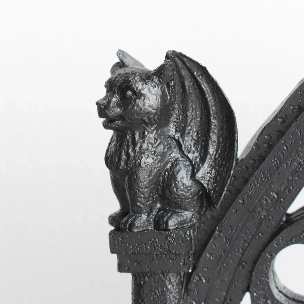 Gothic Black Resin Cathedral Window Mirror Bat Wings Cat Gargoyle Raven Decor